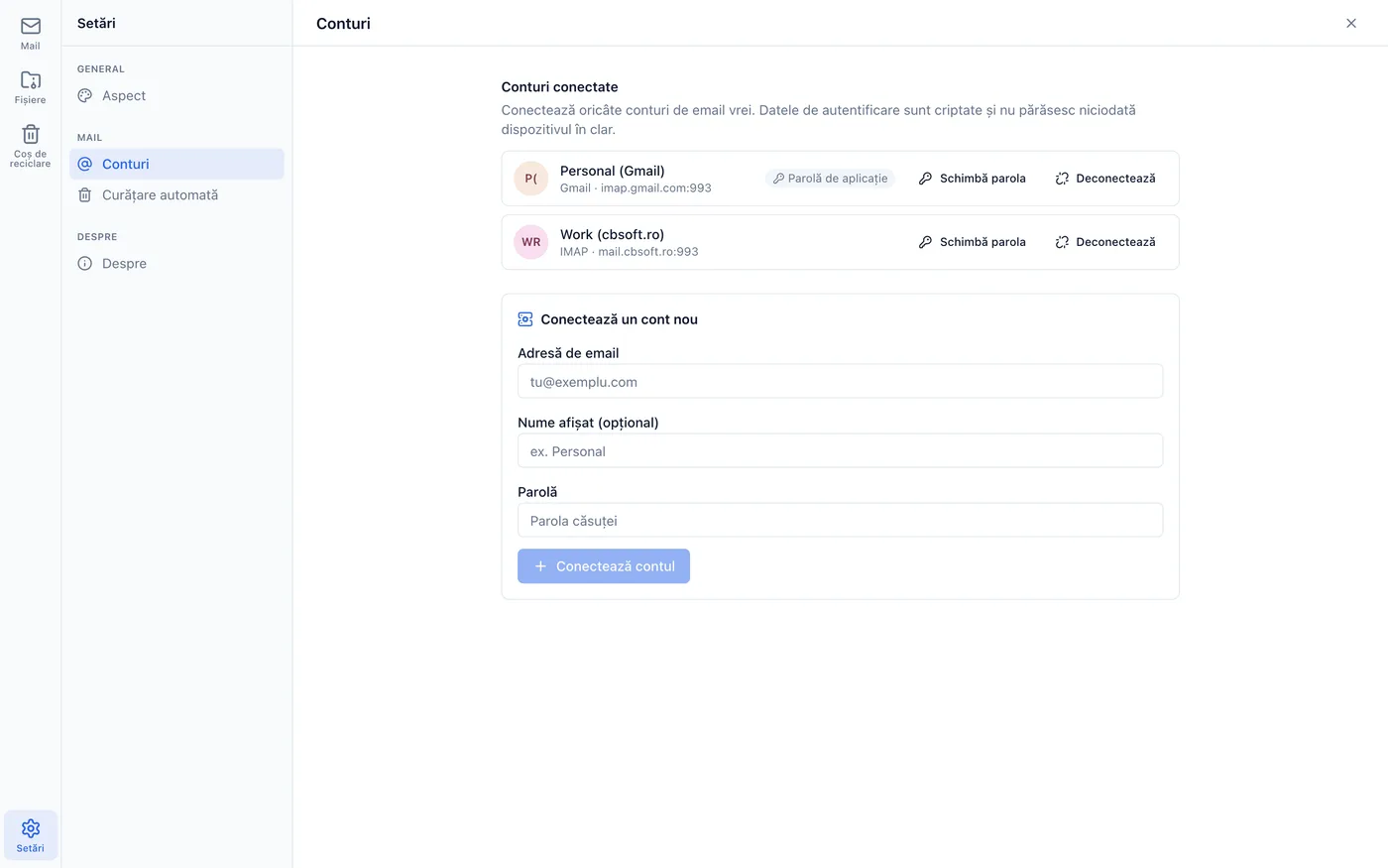 BackupEmail: conturile de e-mail