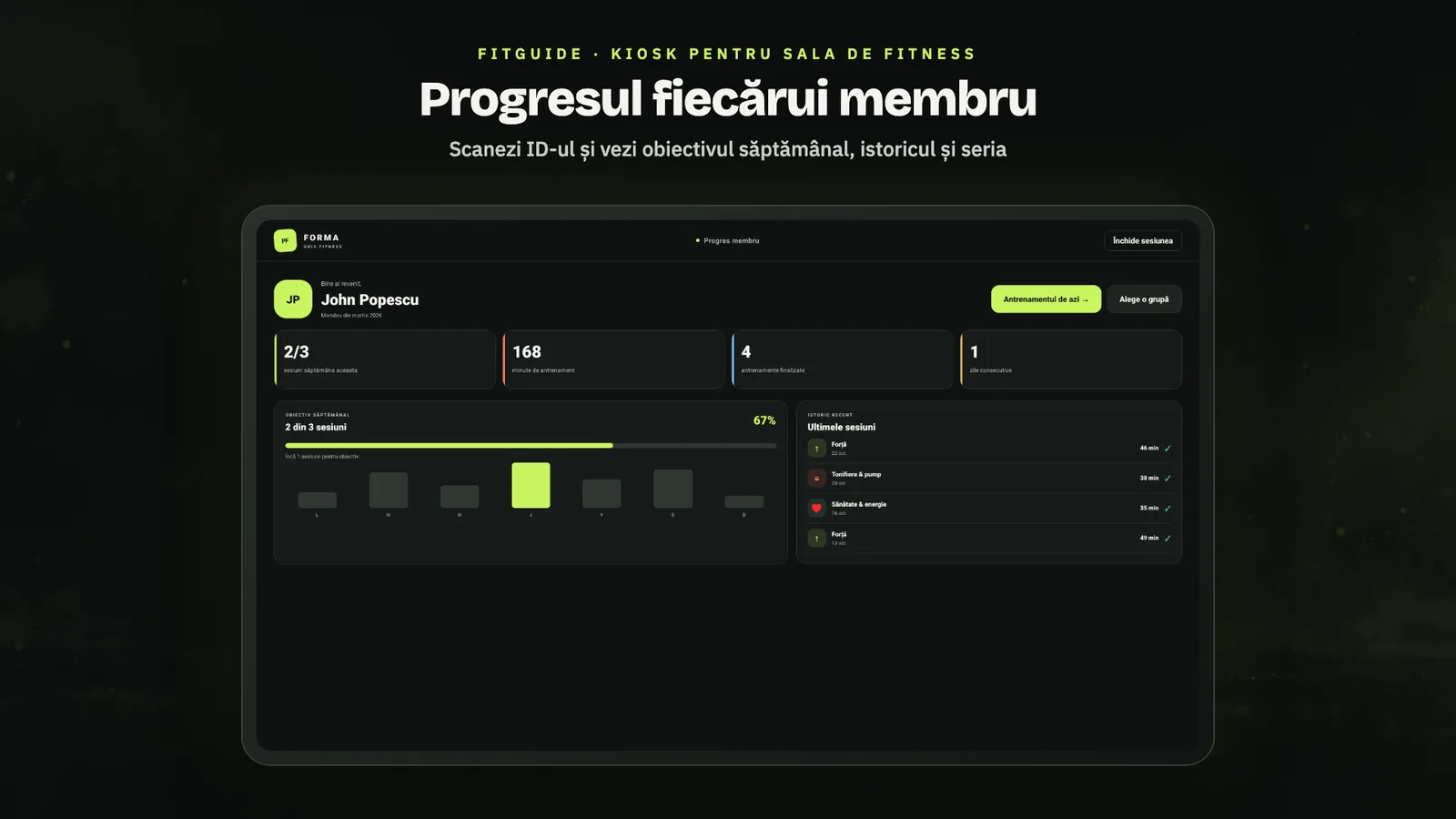FitGuide: progresul membrului